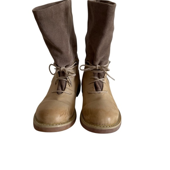 Tan and Brown Lace Up Boots with Sturdy Sole - Picture 2 of 15